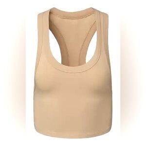 NWT REVOLVE We Wore What racerback cropped scooped neck tank L tan beige